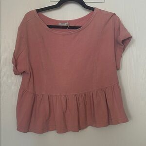 Urban Outfitters Dusty Rose Short Sleeve Peplum Top